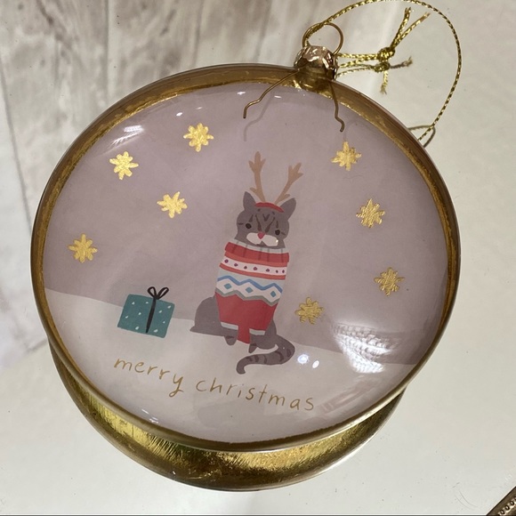 Merry Christmas Handblown Cat Holiday Ornament - Picture 5 of 13